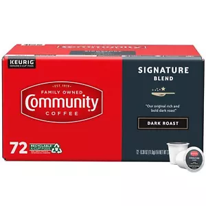 Community Coffee Signature Blend 72 Count Coffee Pods Dark Roast Compatible w... - Picture 1 of 9