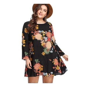 Neu mit Etikett ausverkauft Amazon Damen Übergröße Boho kurz Blumen Sommer Swing Kleid - Bild 1 von 7