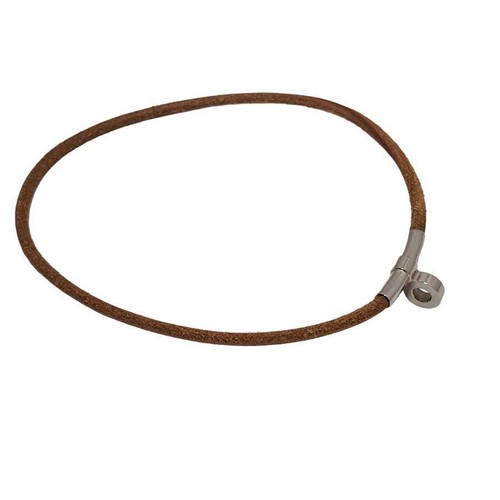 HERMÈS Hermes Autentica Collana Girocollo Pelle Abbastanza Marrone Ciondolo Bracciale Naturale
