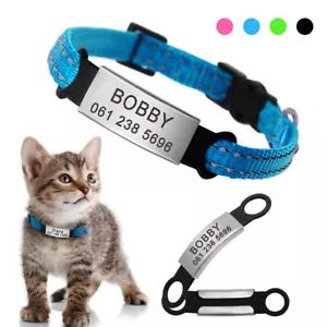 Katzenhalsband Personalisiert Sicherheitsverschluss Reflektierend Halsband Namen - Picture 1 of 16