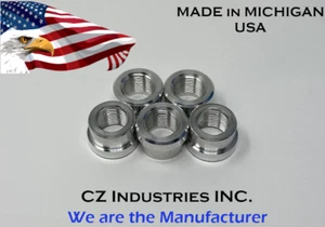 3/8 NPT ALUMINUM FEMALE WELD ON / WELD IN FLANGE FITTING BUNG, 3/8"-18 QTY:5 - Foto 1 di 3
