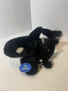 Sea World Shamu Orca Killerwal Plüsch mit Kalb 16 Zoll Neu mit Etikett - Bild 1 von 5
