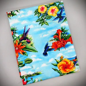 CAROLYN STEELE Elizabeth Studio Tropical Hummingbird Floral Fabric 28'' X 44'' - Picture 1 of 6