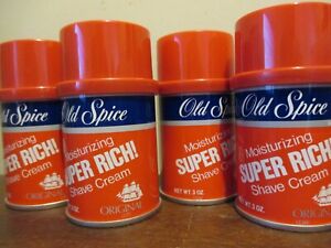 Lot of 4 OLD STOCK OLD SPICE Super rich SHAVE CREAM 3 oz