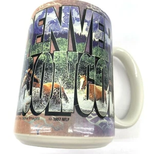 Taza de cerámica vintage 1997 Denver Broncos nuevo logotipo diseño gráfico 16 OZ - Imagen 1 de 7