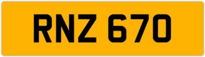 RNZ 670 R 3x3 DATELESS PRIVATE NUMBER PLATE ROB ROY RICK RYAN RUS RUSSELL RILEY - Picture 1 of 1