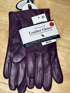 XS Charter Club Women's Cashmere Lined Leather Gloves In Gloxina $88.50 - Picture 1 of 6