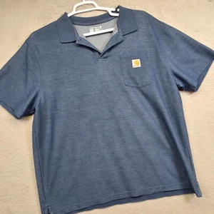 Camisa Polo Carhartt Para Hombres 2XL Azul Calce Suelto Peso Medio Piqué Tejido Ropa de Trabajo K570 - Imagen 1 de 10
