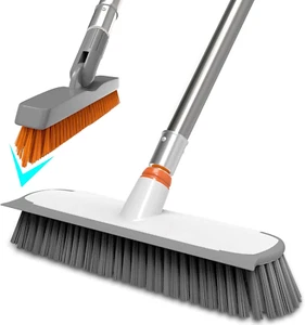 Heavy Duty Floor Scrub Brush and Grout Cleaner Set with Long Handle & Wide Floor - Picture 1 of 12