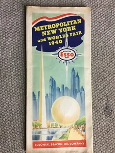 Metropolitan New York And 1940 Worlds Fair map Esso Colonial Beacon Oil Company - Imagen 1 de 5