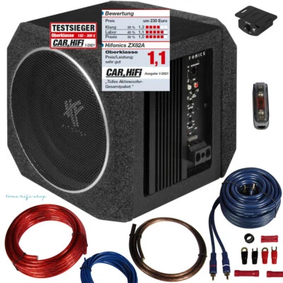 HIFONICS 400 Watt Aktivsubwoofer Kabelset ZX82A 2x20cm Mini Auto Subwoofer Aktiv - Bild 1 von 4