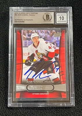 J.G. Pageau Signed 2013/14 UD Overtime Rookie Card #64 BAS Certified Auto 10 - Image 1 of 2