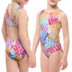 Kids Girls One Piece Swimsuit Swimming Costume Bathing Suit for Age 4 to 13 SPF - Picture 1 of 10