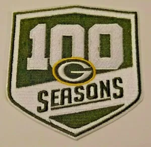 PARCHE 100 Años Green Bay Packers~3 1/2" x 3 1/2"~Coser Hierro~NFL~Correo GRATIS EE. UU. - Imagen 1 de 2