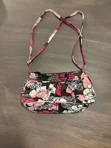 Vera Bradley Crossbody Purse Frannie Mocha Rouge Paisley Floral Quilted - Picture 1 of 12