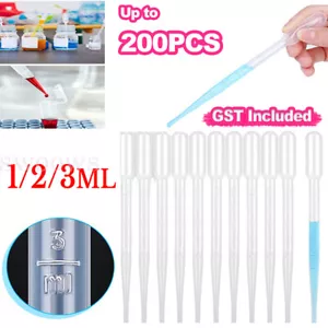 Plastic Pipettes Eye Dropper Disposable Graduated Transfer Liquid Drop Paint AU - Picture 1 of 12