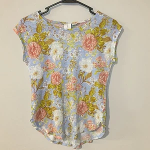 Joie 100% Leinen blau Blumen Flügelärmel Top S  - Bild 1 von 5