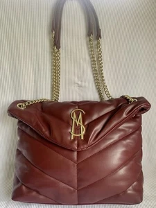 Sac à bandoulière Steve Madden Puffer en simili cuir matelassé bordeaux - Photo 1/8