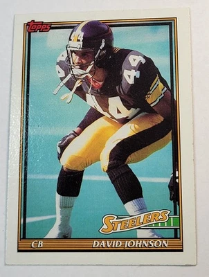 1991 David Johnson Card #309 Topps Pittsburgh Steelers NFL Football EX Condition - Image 1 of 3