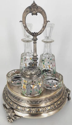 Magnifique Vinaigrier   métal argenté de WMF décor émaillé  abeilles Art Nouveau - Photo 1/4