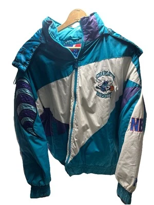 VINTAGE Charlotte Hornets Pro Player Coat 90s NBA Basketball Large - Image 1 of 4