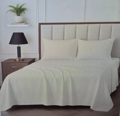 Juego de sábanas King Rajlinen RL-600TC, blanco liso, 100 % algodón egipcio, 4 piezas Foto 1 de 4