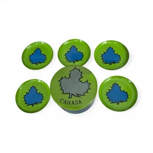 5er Set Vintage Blechuntersetzer und Behälter Kanada Ahornblatt  - Bild 1 von 5