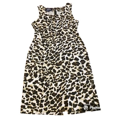 JONES NEW YORK leopard print pencil dress - size 4P - Image 1 of 4