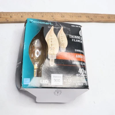 (3-Pk) EcoSmart LED Vintage Edison Light Bulb Dimmable Amber 2200K 40W Eqv - Image 1 of 4