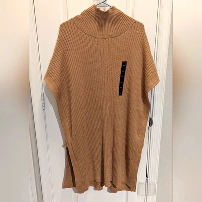 Poncho de malha Banana Republic gola simulada M/L camelo novo - Imagem 1 de 4