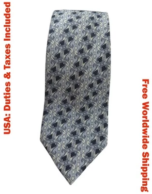 Corbata de seda estampada cachemira gris Battistoni hecha en Italia Foto 1 de 4