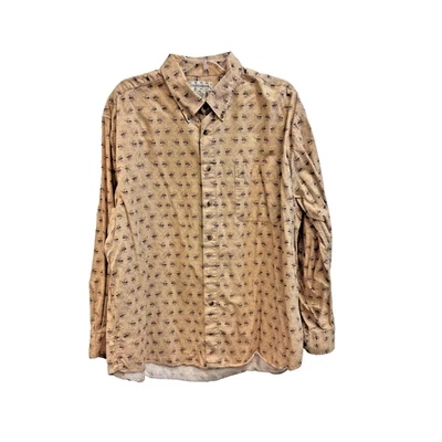 Men's Crossing Long Sleeve Button Down Shirt Fly Fishing Motif 2XL - Image 1 of 4