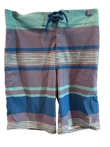 Vineyard Vines Swim Trunks Blue Green Striped Boy's Size Sm 8-10 - Picture 1 of 6