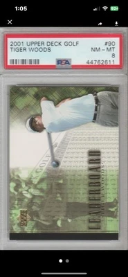 2001 Upper Deck Golf #90 Tiger Woods PSA 8 NM-MINT - Image 1 of 2