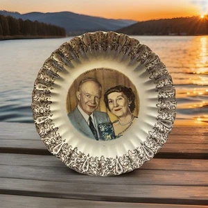 Vintage 1950's President and Mrs. Dwight D Eisenhower Collector Plate~Gold Trim  - Picture 1 of 3