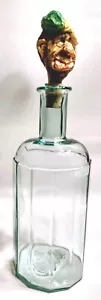 Vintage Decanter and Hand Carved Wooden Bottle Stopper Signed By Artist - Picture 1 of 12