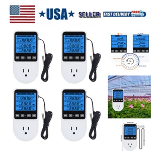 Temperature Controller Heating Cooling + Probe Digital Thermostat Outlet Plug US - Picture 1 of 38
