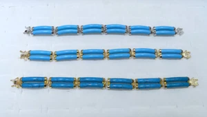 Zweireihiger Türkis Gelb Weiß Vergoldet Glück Verschluss Glück Armreif Armband - Bild 1 von 13