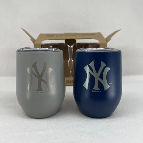 New York Yankees Stainless Travel Wine Tumbler Set - MLB Licensed - 16oz, 2 pack Cover