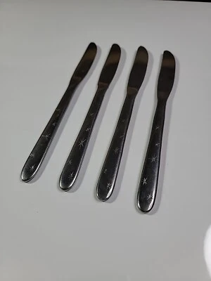 Cuchillos de cena de acero inoxidable vintage 4 MCM Marcrest MCF1 Atomic Star Foto 1 de 4