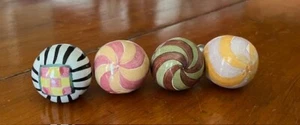 S/4 Vintage Mackenzie Childs Round Multi Color Knob Drawer Pulls - Picture 1 of 3