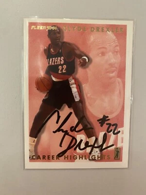 Clyde Drexler signed Fleer Card 1992 #1 JSA Cert Free Shipping - Image 1 of 2