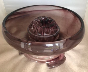 Antique Art Nouveau Large Davidson Purple Cloud Glass 3 Piece Flower Set Vase - Picture 1 of 8