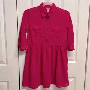 She’s Cool Hot Pink Mid Sleeve Pockets Sheer Boxy Skater Dress Size M - Bild 1 von 7