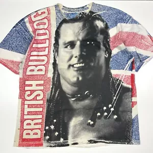 Vintage 1992 British Bulldog WWF All Over Print T-shirt Size XL Wrestling - Picture 1 of 7