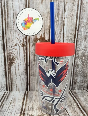 Washington Capitals Tervis Travel Mug Drink Tumbler With Lid and Straw EUC Cover
