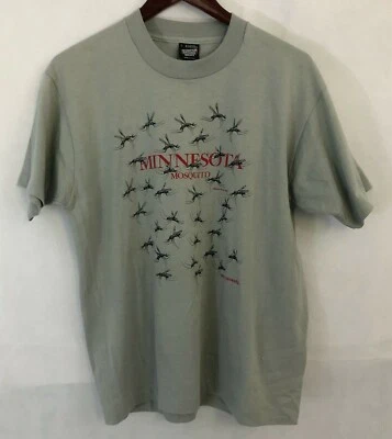 明尼苏达蚊子衬衫男式 L 复古 Y2K 屏幕星星美国灰色虫子昆虫 — 第 1/4 张图片