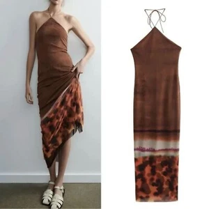 BLOGGERS FAVE NWT Zara Halter Neck Open Back Tulle Maxi Dress Y2K Boho SZ Small - Picture 1 of 16