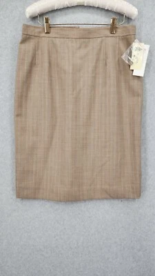 NWT Vintage Women's Austin Reed Wool Tan Lined Striped Skirt Size 14 Foto 1 de 4