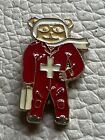 FLYING DOCTOR HELICOPTER MEDIC TEDDY IN FLYING SUIT pin badge lapel brooch